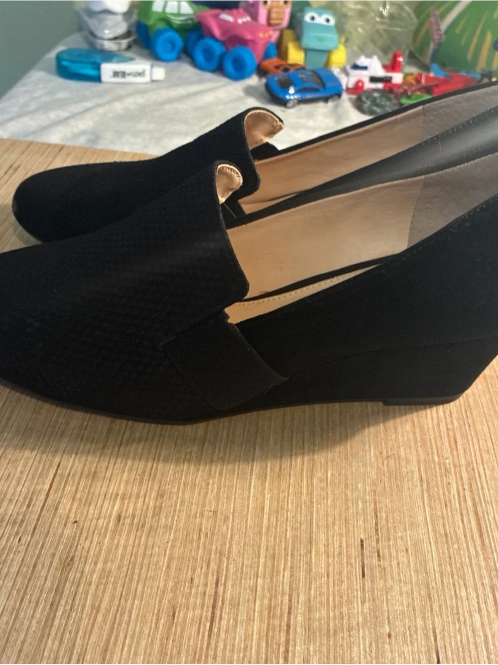 Alex Marie Black wedged Textured Slip-On Flats Sz 8.5